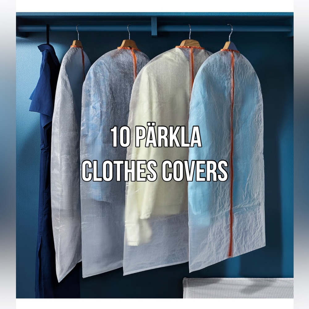 IKEA Clear Garment Bag with Orange Zipper - Set of 10